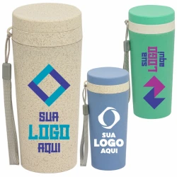 Copo Fibra de Bambu 350ml Personalização Colorida