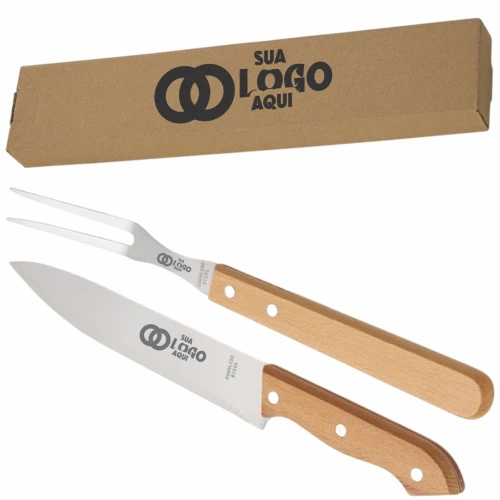 Kit Churrasco 2 Peças Personalizado C/ Embalagem em Kraft  