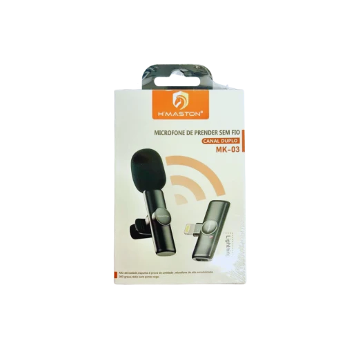 Microfone de Prender Lightning sem Fio Hmaston Canal Duplo MK-03