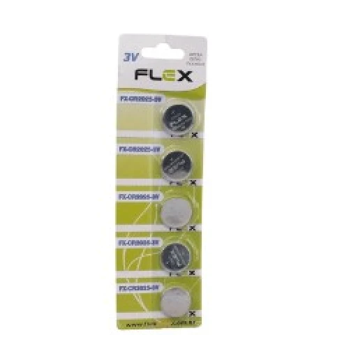 Pilha  Flex Moeda CR2025 3V - 5 Unidades