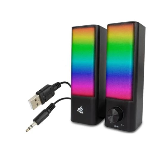 Caixa de Som e Subwoofer Soundbar RGB Led Gamer 10w Knup Hórus para PC e Notebook KP-RO820