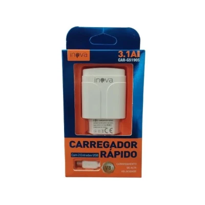 Carregador Rápido Inova 3.1A V8 2 Entradas Usb Car-G5190S