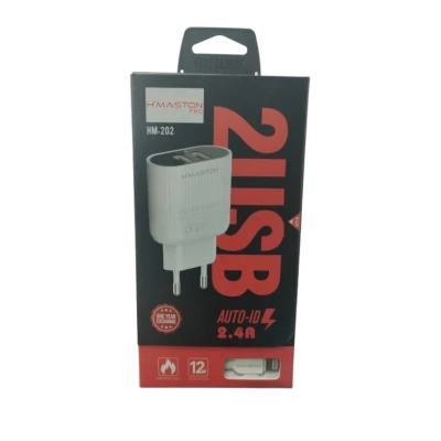 Carregador Lightning 2.4A duas Entradas Usb Hmaston 12W HM-202