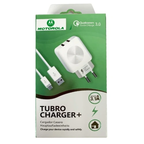 Carregador Motorola V8 Turbo Power Quick Charger 3.0 Qualcomm duas Entradas