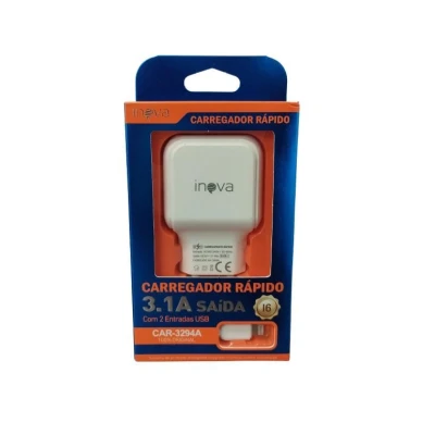 Carregador Rápido Inova 3.1A Lightning 2 Entradas Usb Car-3294A