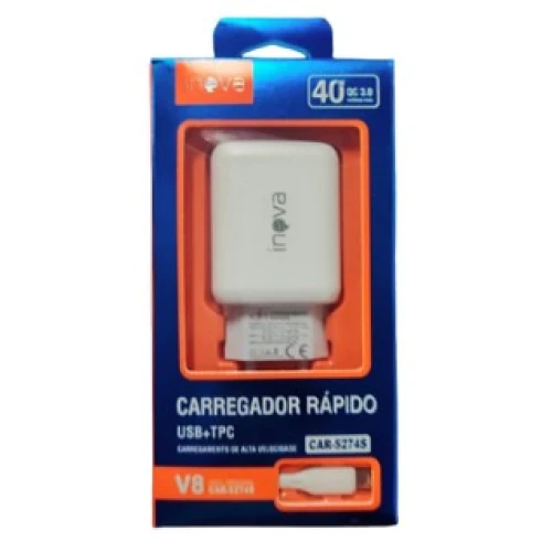 Carregador Rápido Inova V8 40W 3.0 Car-5274S