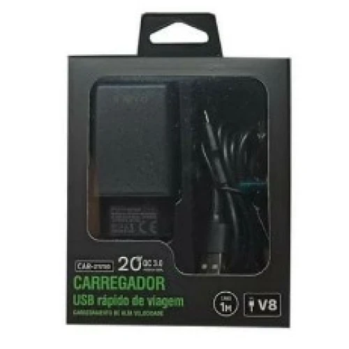 Carregador Usb Rápido de Viagem Inova 20w V8 Car-2175D