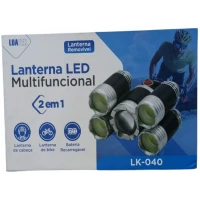 Farol Bike Lanterna de Cabeça Multifuncional Luatek Bateria Recarregável LK-040