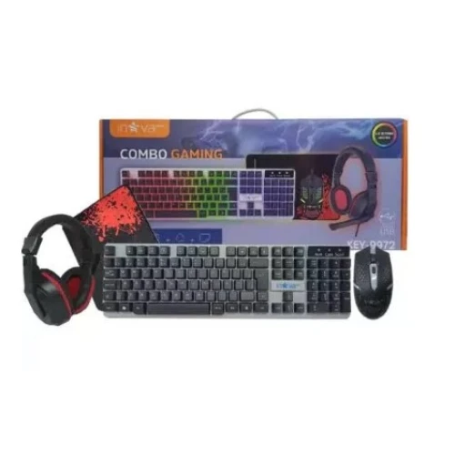 Kit Teclado + Mouse Gamer  Fone de Ouvido Headset e Mousepad Inova Key-9972