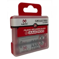 Kit Pilha Mox Recarregável C/ 4 Unidades AA 2700mAh Premium