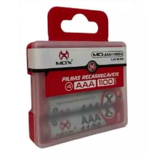 Kit Pilha Mox Recarregável C/ 4 Unidades AA 2700mAh Premium