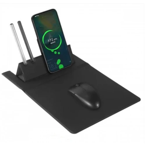 Mouse Pad Multifuncional com Suporte de Carregamento para Celular e Porta Caneta