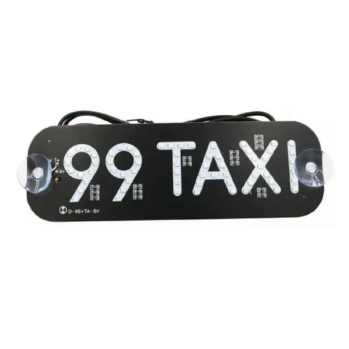 Placa Painel Letreiro Luminoso Vidro Parabrisa 99 Taxi Led 5V