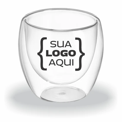 Copo Vidro Parede Dupla 80ml Personalizado