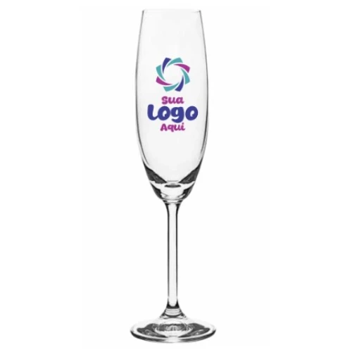 Taça de Cristal Ecológica Champanhe 250ml Personalização UV LED