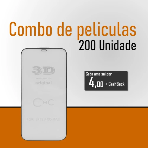 Combo de Película de Vidro 3D 5D 6D 200 Unidades